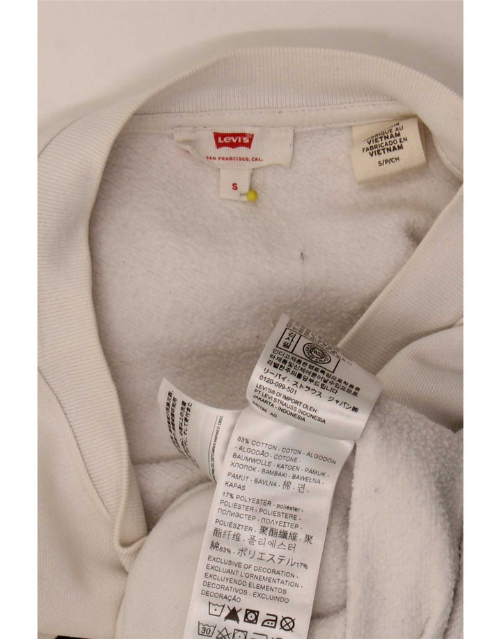 Moletom feminino Levi's Crop Graphic Oversized Jumper UK 10 Pequeno Branco