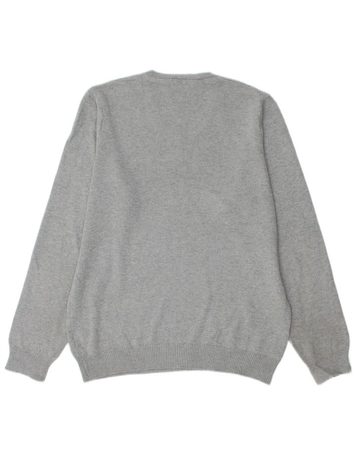 Suéter masculino Marks & Spencer Blue Harbor com decote em V, pequeno algodão cinza