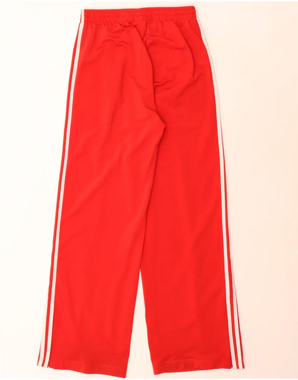 Calça de treino feminina Adidas com perna larga UK 12 poliéster vermelho médio