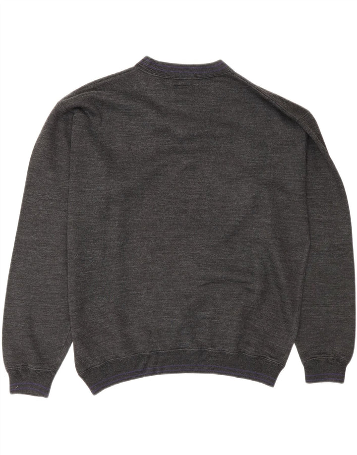 Moletom masculino vintage Jumper grande algodão cinza