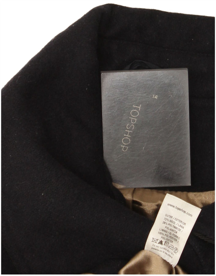 Sobretudo feminino Topshop UK 14 lã azul marinho médio