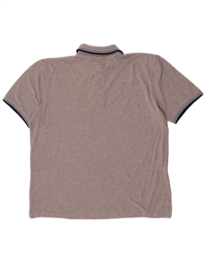 Camisa polo masculina Diadora grande algodão listrado cinza