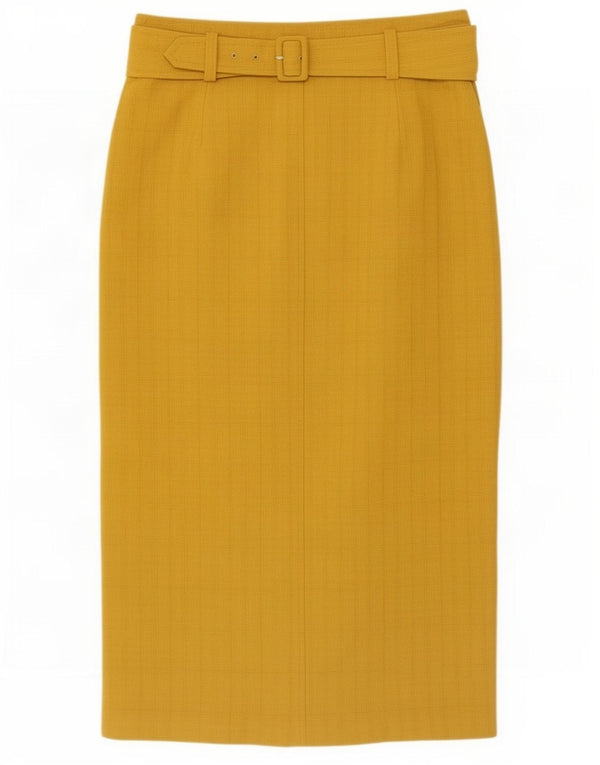 Saia Midi Feminina Marks & Spencer Reino Unido 12 Médio W30 Poliéster Amarelo