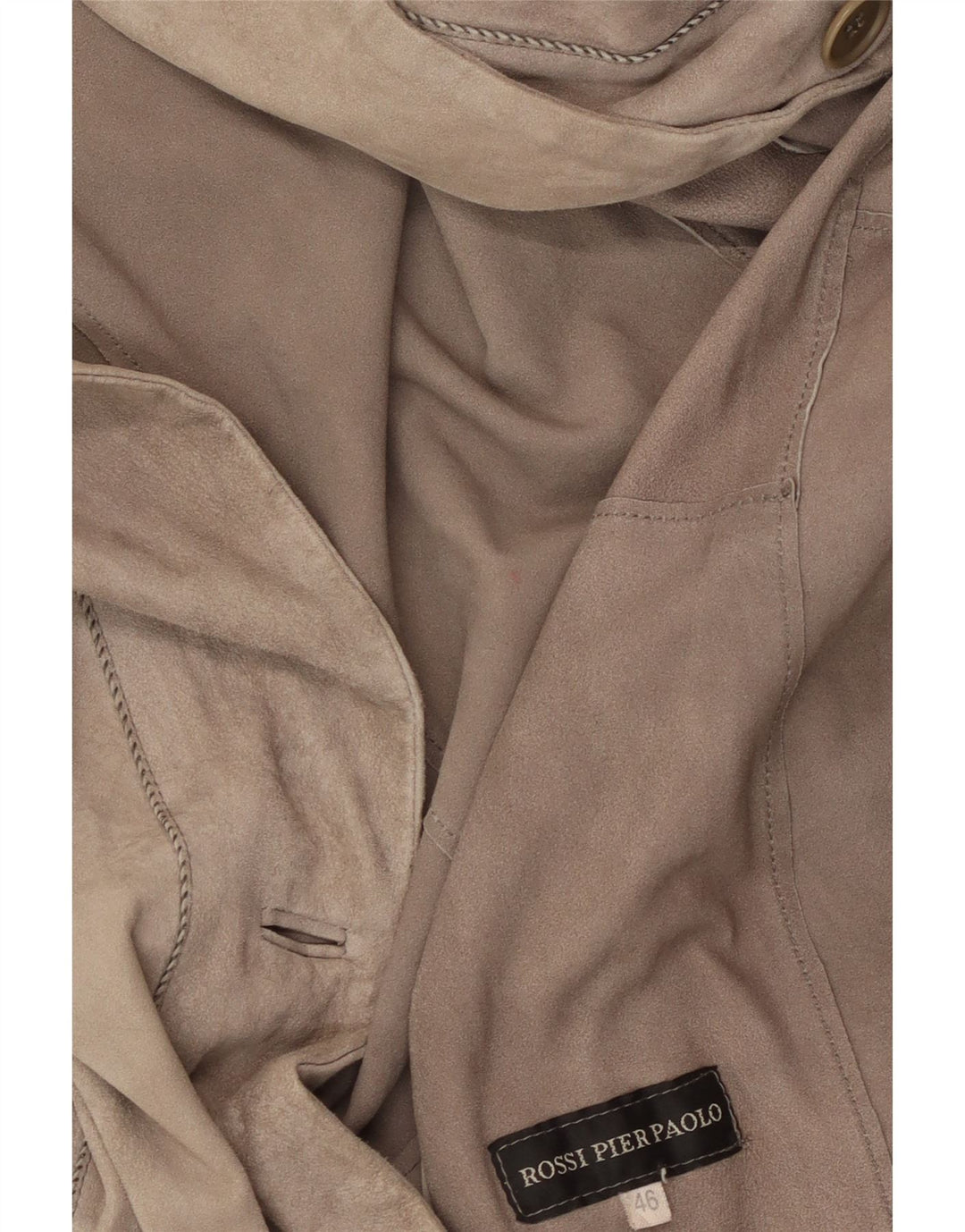 VINTAGE Womens Longline Suede 3 Button Blazer Jacket IT 46 Large Grey