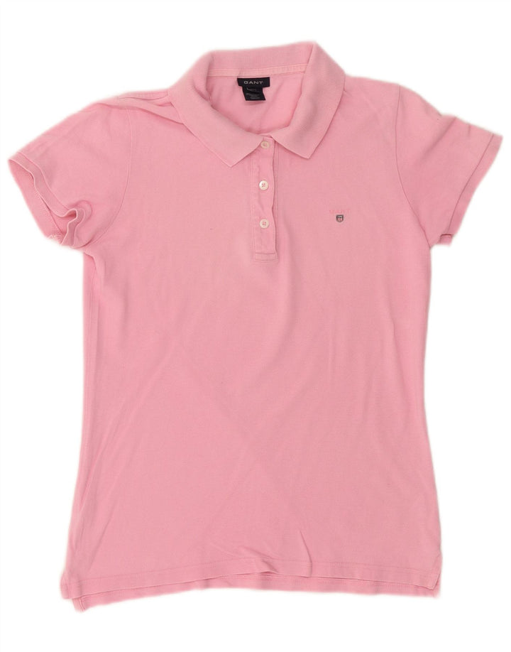 Camisa polo feminina Gant UK 14 algodão rosa médio
