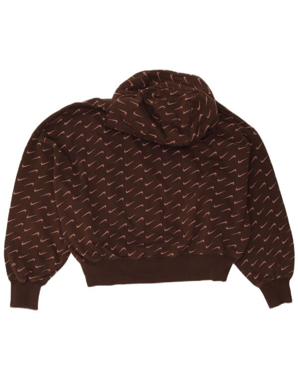 Jumper com capuz Nike feminino gráfico oversized UK 10 pequeno algodão marrom
