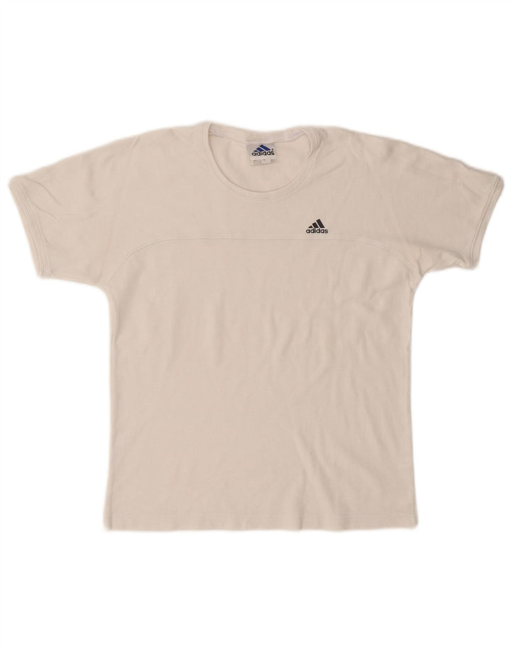 ADIDAS Womens T-Shirt Top UK 12 Medium White Cotton