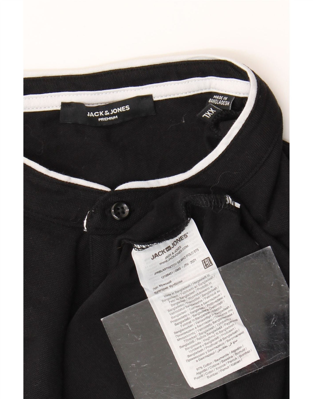 Camisa polo masculina JACK & JONES 2XL algodão preto