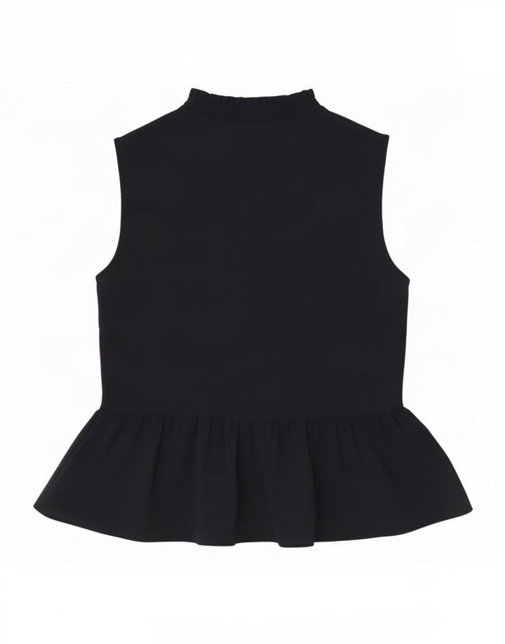 Blusa feminina sem mangas com gravata frontal Hobbs UK 8 poliéster azul marinho pequeno