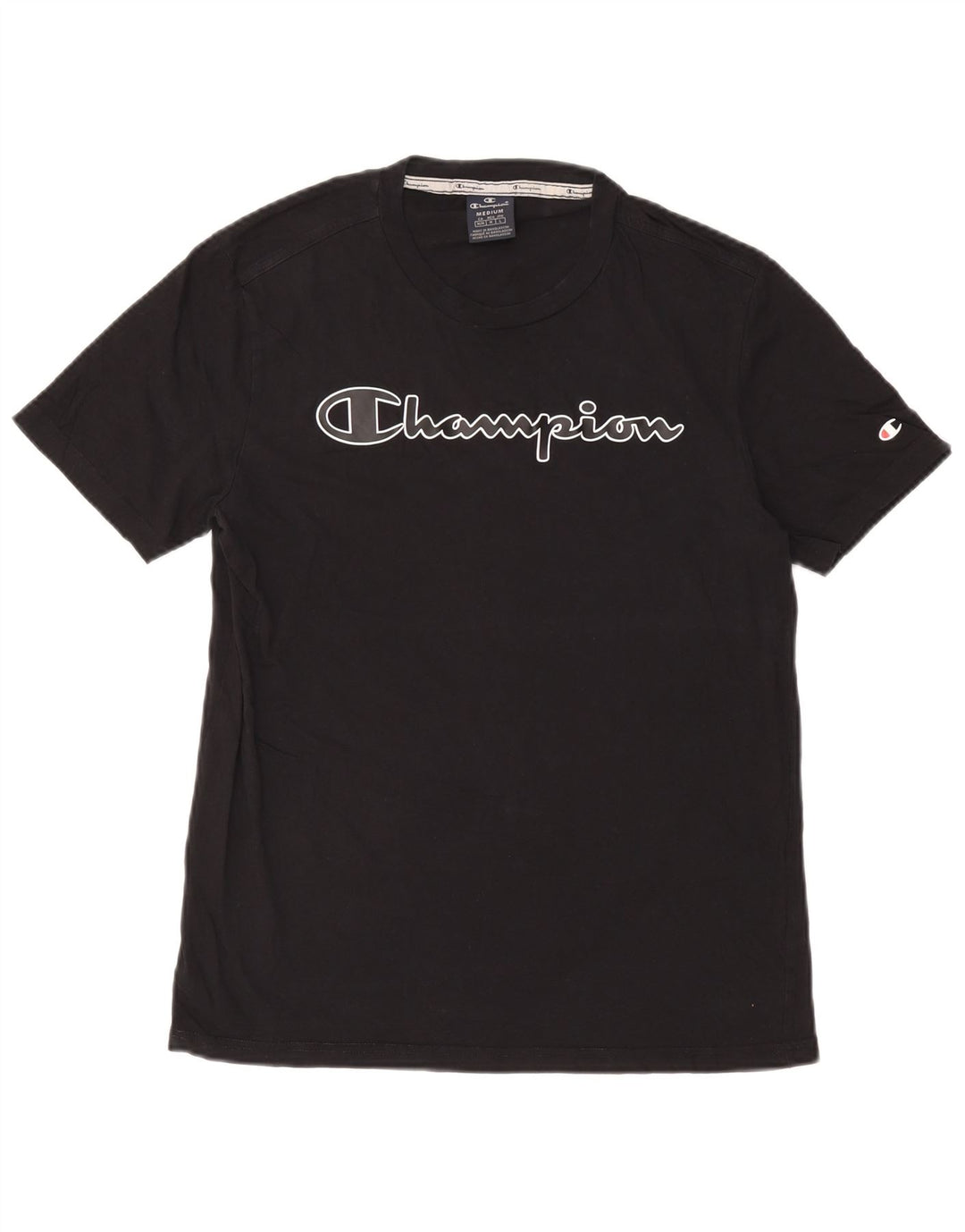 Camiseta gráfica masculina Champion de algodão preto médio