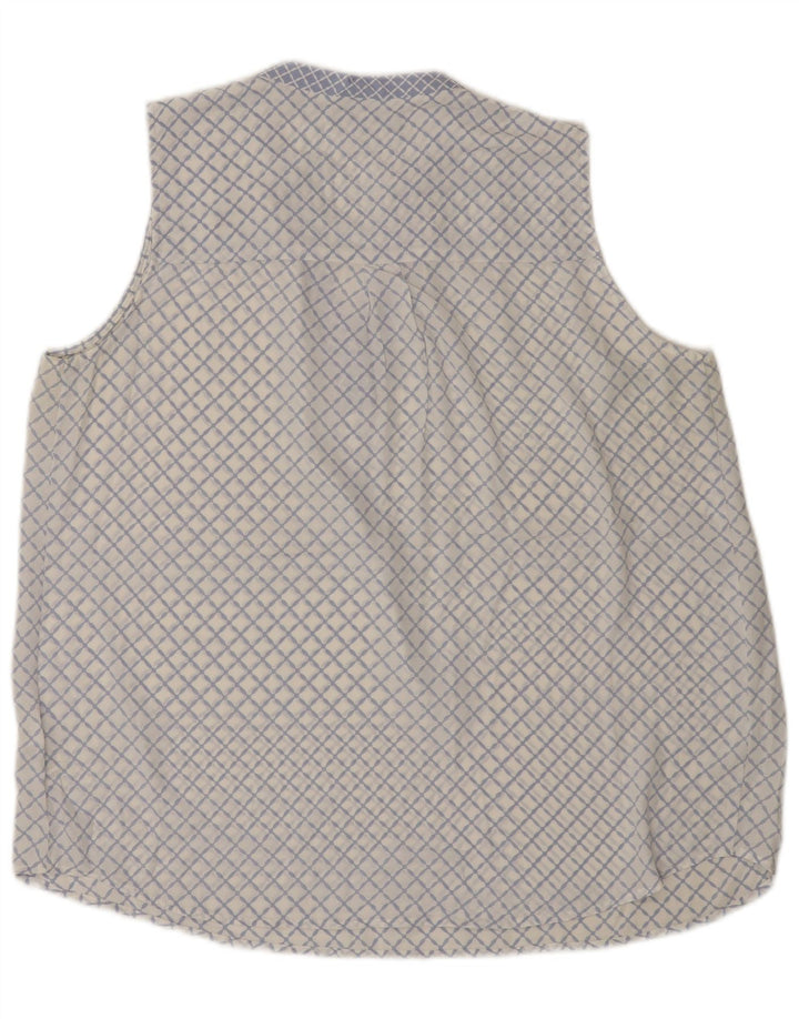 Blusa feminina sem mangas Marks & Spencer Reino Unido 16 grande azul geométrica