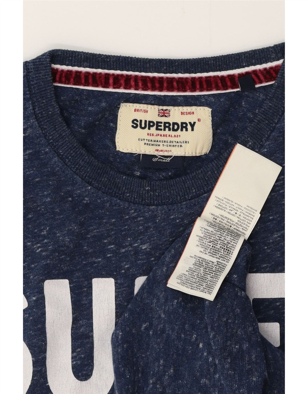 Camiseta masculina gráfica SUPERDRY top pequeno algodão manchado azul marinho