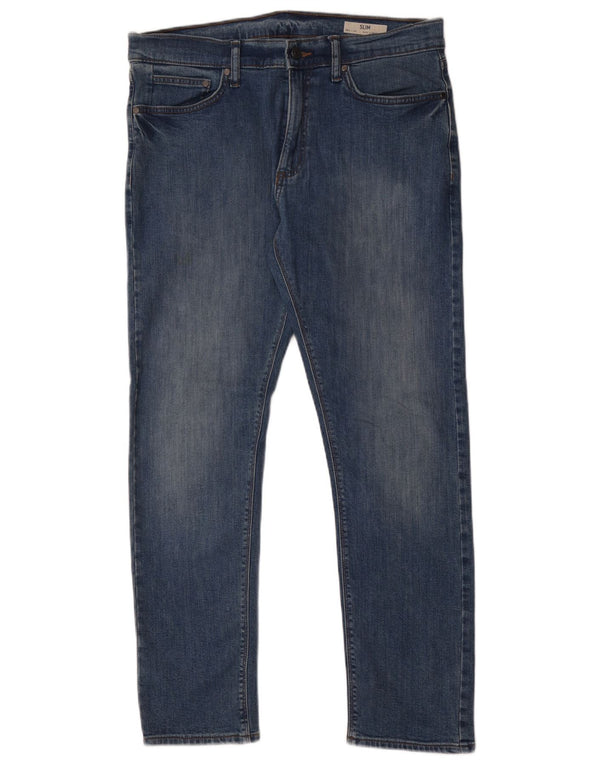 Marks & Spencer Mens Slim Jeans W34 L31 Azul Algodão