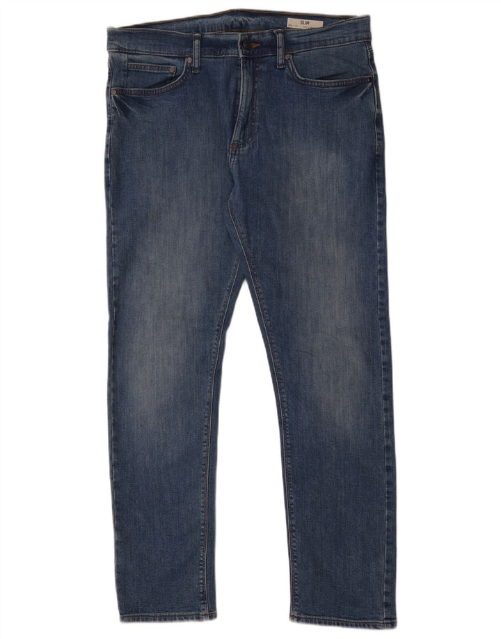 Marks & Spencer Mens Slim Jeans W34 L31 Azul Algodão
