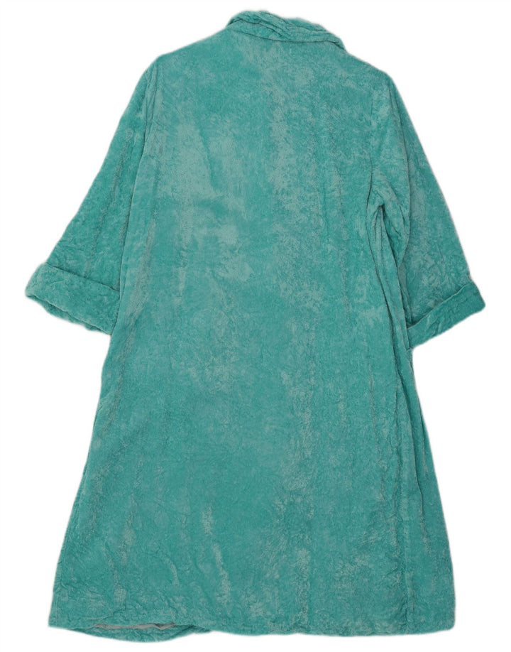 Vestido vintage de veludo feminino UK 14 azul médio
