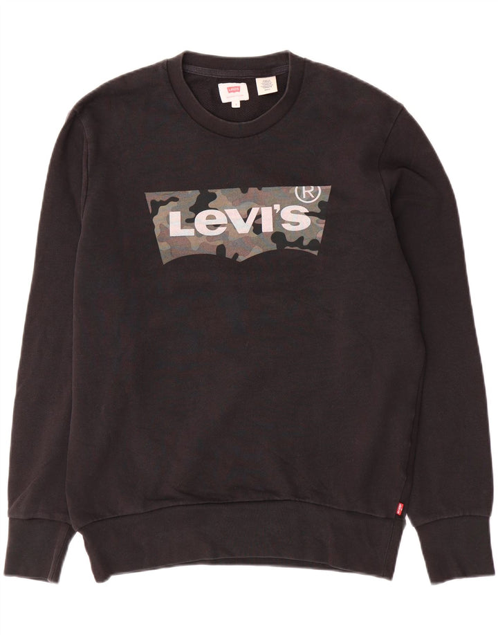 Levi's moletom gráfico masculino jumper pequeno algodão preto