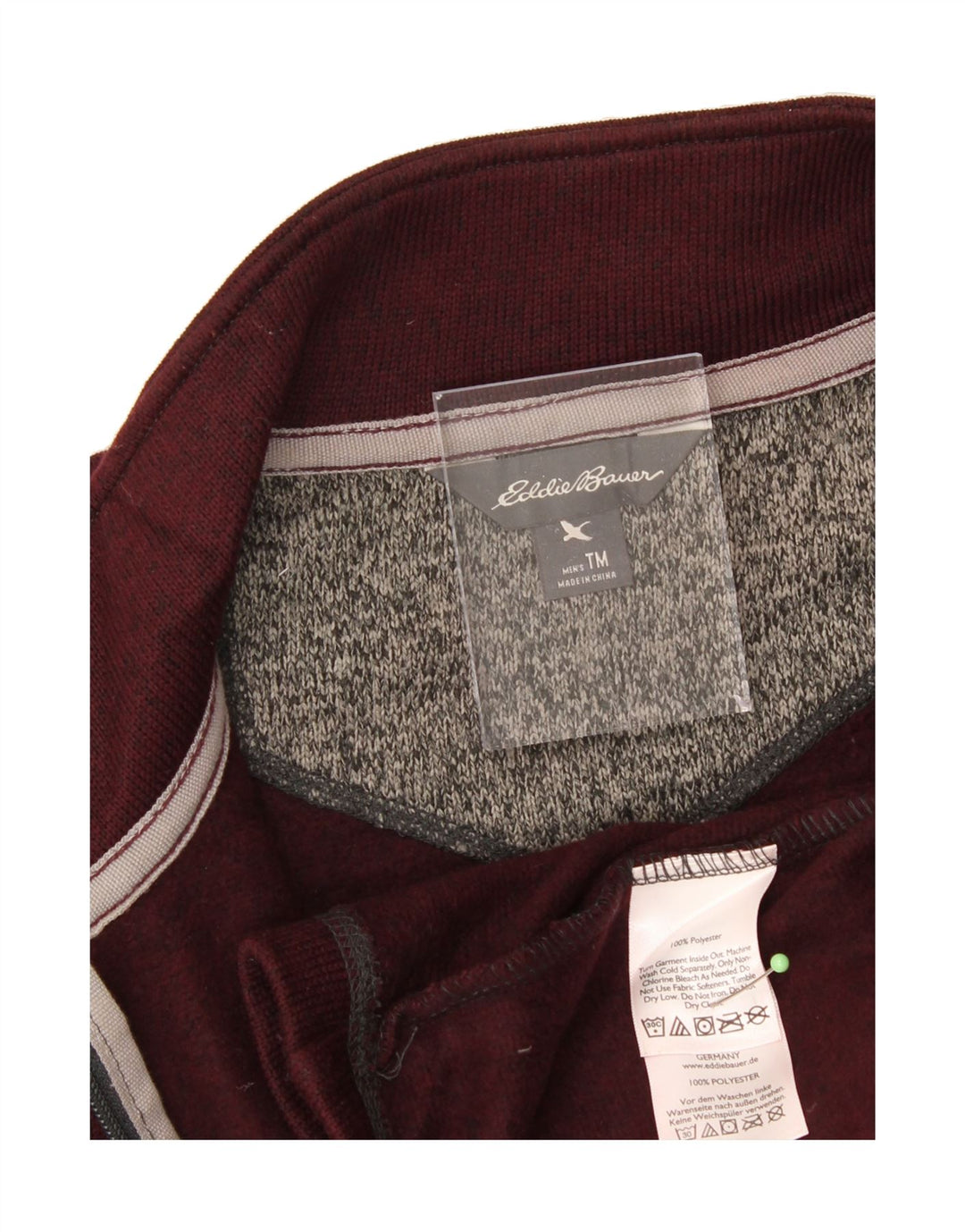 EDDIE BAUER Mens Zip Neck Sweatshirt Jumper Medium Burgundy Polyester Vintage Eddie Bauer and Second-Hand Eddie Bauer from Messina Hembry 