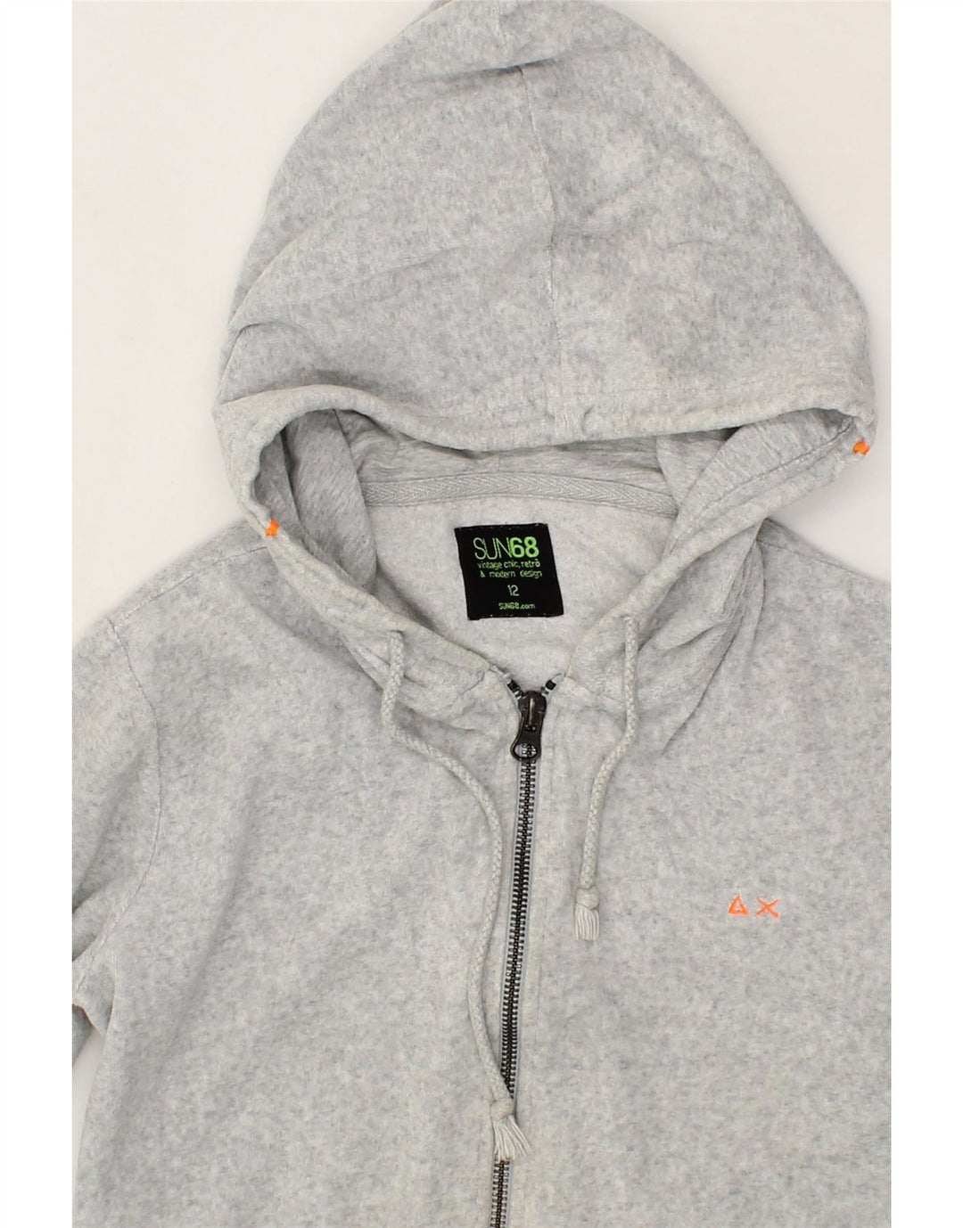 SUN68 Girls Zip Hoodie Sweater 11-12 Years Grey Cotton Vintage Sun68 and Second-Hand Sun68 from Messina Hembry 