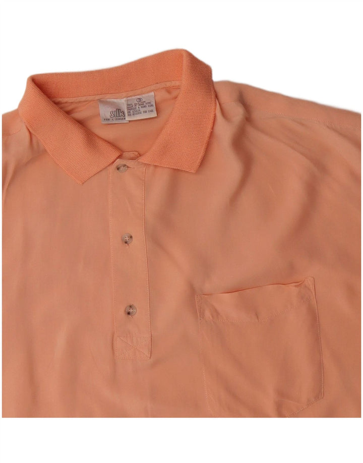 Pulôver masculino vintage de manga curta XL laranja seda