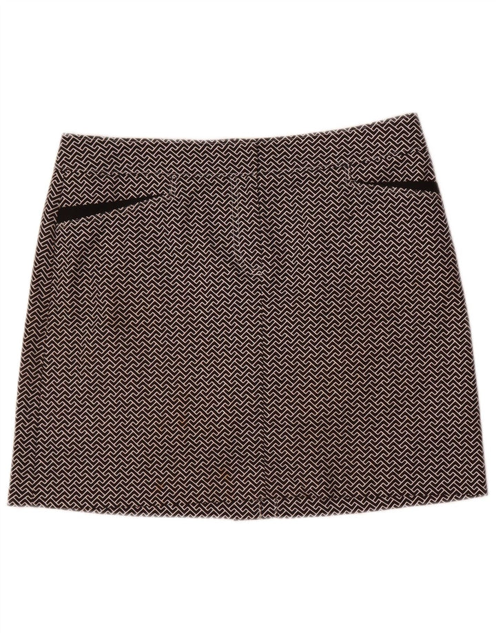 Izod Mini saia feminina de golfe US 8 médio W32 poliéster geométrico preto
