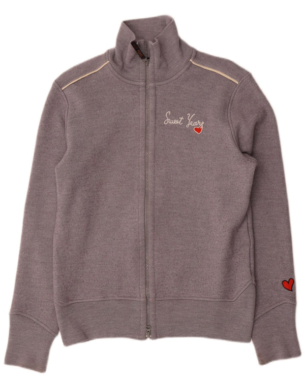 Suéter cardigã feminino gráfico Sweet Years Reino Unido 18 XL lã cinza