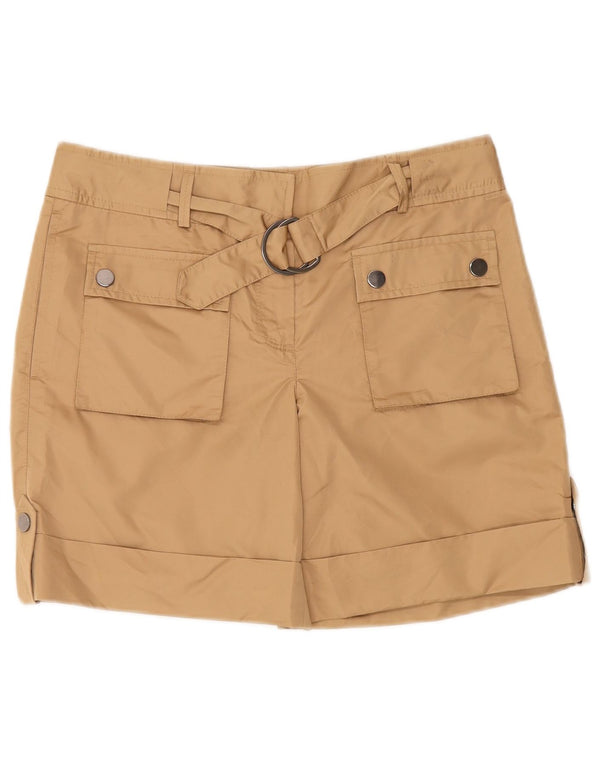 Shorts cargo feminino Massimo Dutti EU 40 médio W30 poliéster bege