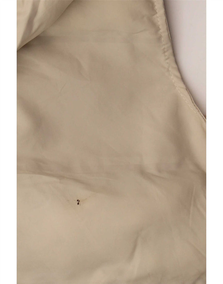Zara Womens Longline com capuz acolchoado Gilet UK 14 poliéster bege médio