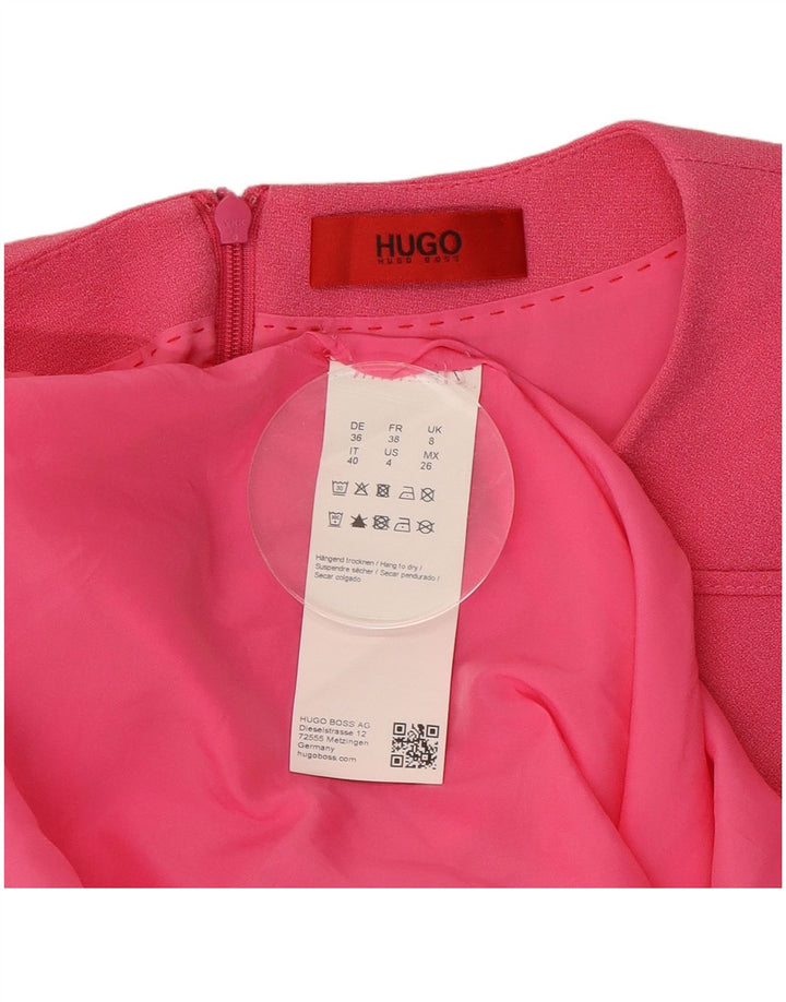 Vestido bainha feminino Hugo Boss Reino Unido 8 pequeno poliéster rosa