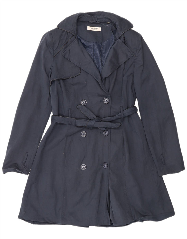 Casaco Trench Feminino Naf Naf IT 48 XL Azul Marinho Algodão