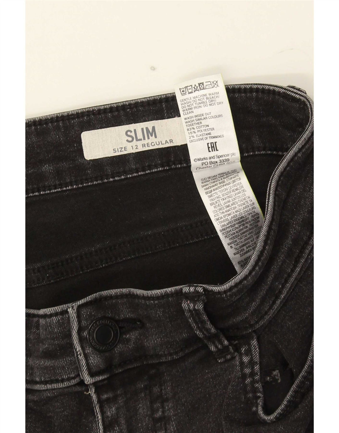 Marks & Spencer Jeans Slim Feminino Reino Unido 12 Médio W30 L27 Algodão Cinza