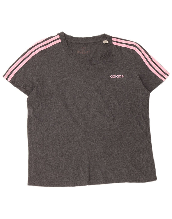 Camiseta Adidas Feminina Crop Top UK 20/22 XL Cinza Algodão
