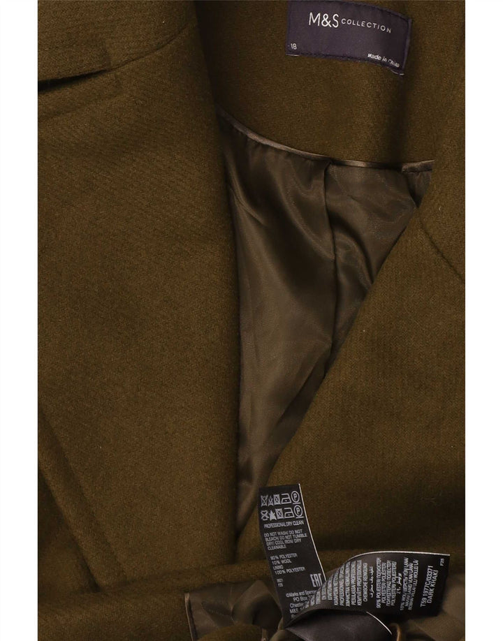 Casaco feminino Marks & Spencer Pea Coat UK 18 XL cáqui poliéster