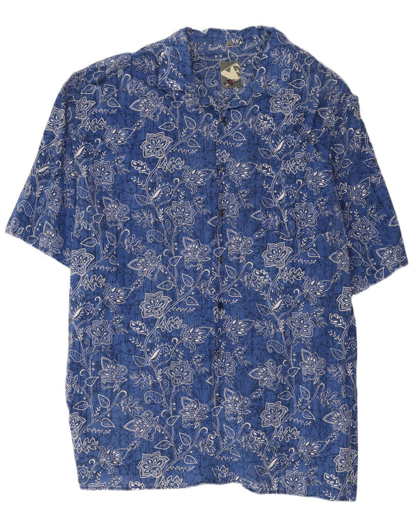 Camisa masculina de manga curta Maxfort 4XL azul floral