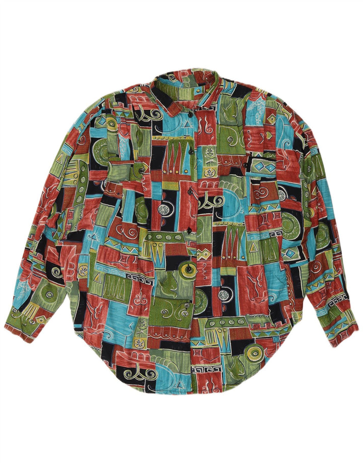 Blusa feminina vintage UK 20 2XL patchwork multicolorido