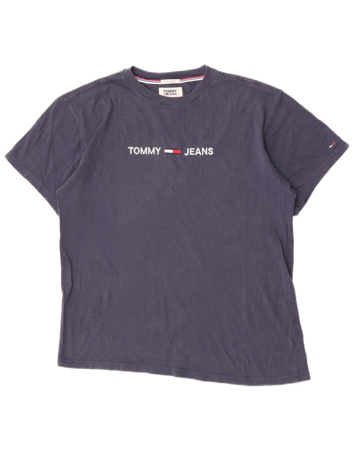 Tommy Hilfiger Camiseta masculina regular fit gráfica top pequeno azul marinho