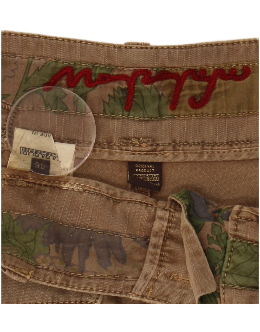 Saia feminina Napapijri em linha A IT 46 grande W36 algodão bege