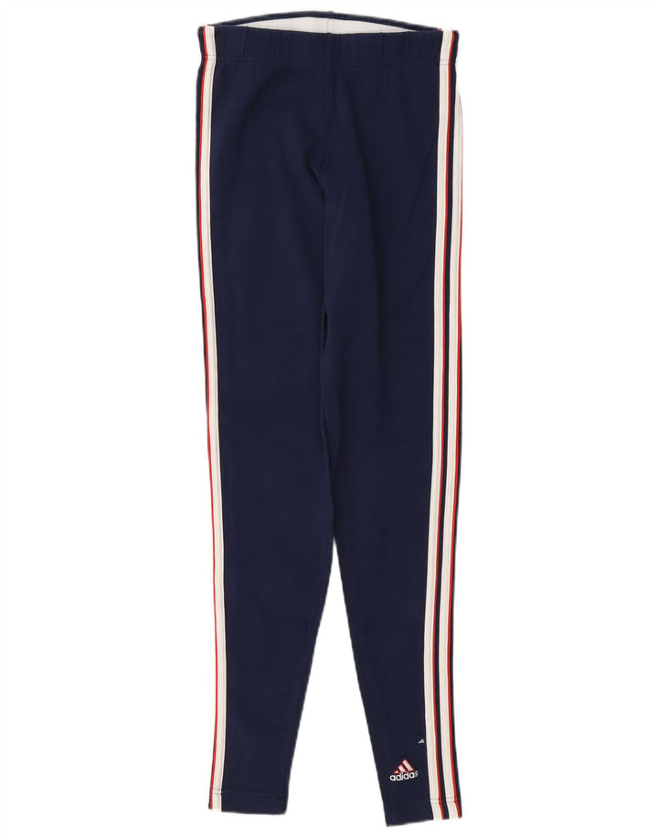 Leggings Adidas Femininas UK 12 Médio Azul Marinho Algodão