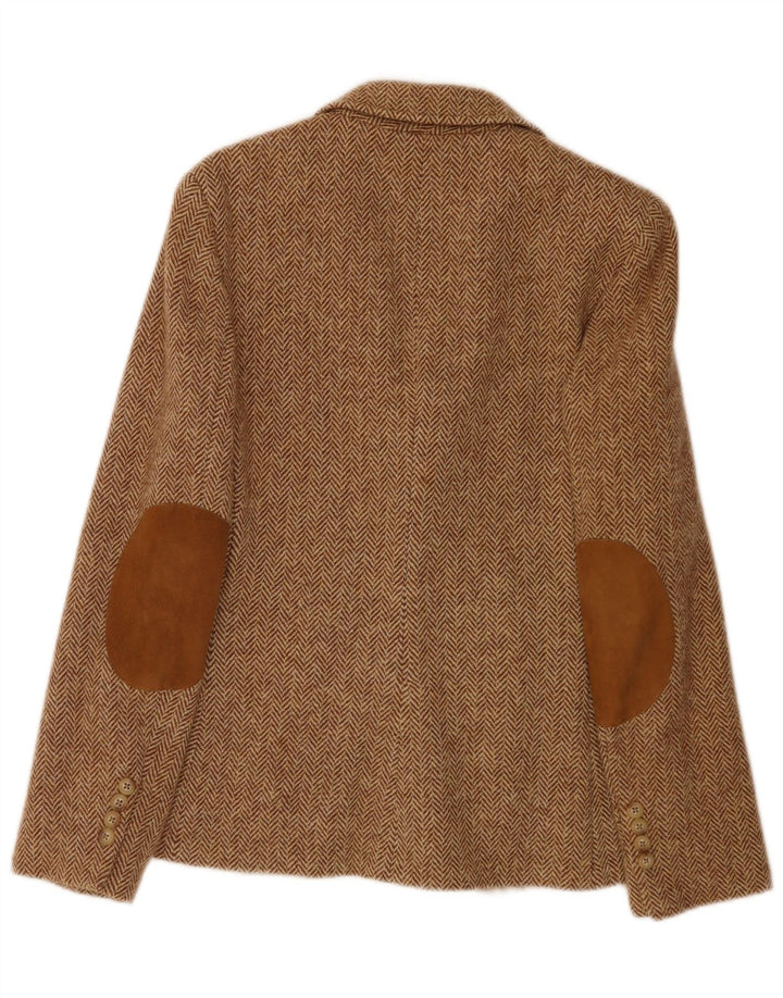 Ralph Lauren Jaqueta blazer feminina de 2 botões US 4 pequena espinha de peixe marrom