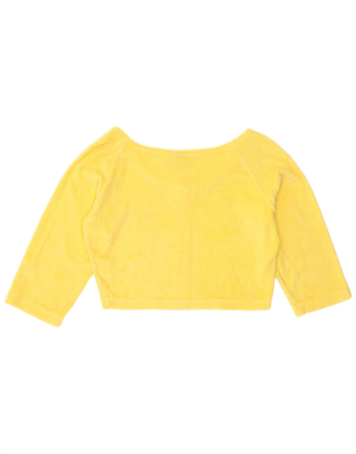 Top curto feminino Tio Sam manga 3/4 Reino Unido 12 algodão amarelo médio