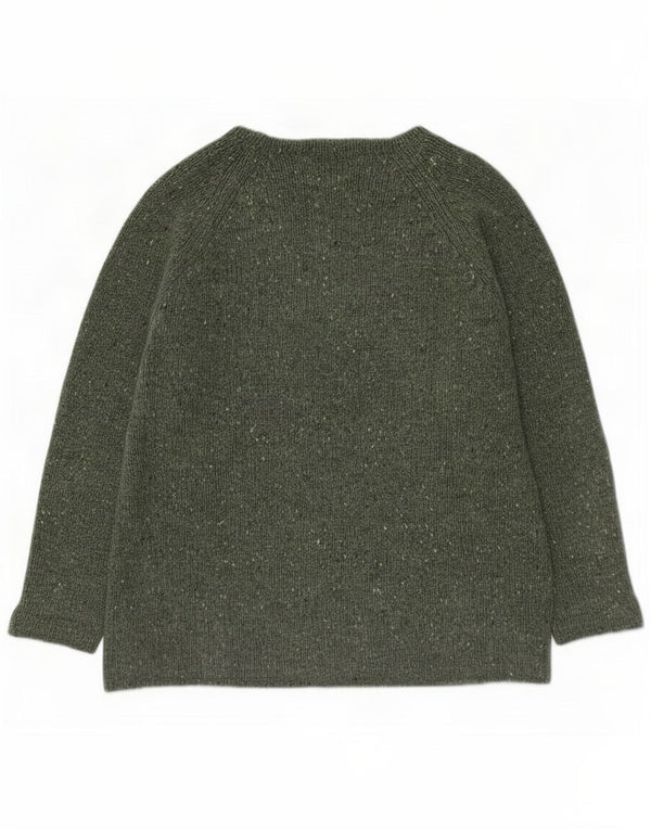 Suéter feminino Woolrich grande com decote em V Reino Unido 18 XL verde manchado