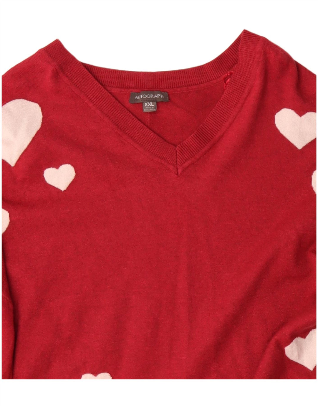 Suéter feminino Autograph gráfico com decote em V Reino Unido 20 2XL viscose vermelha