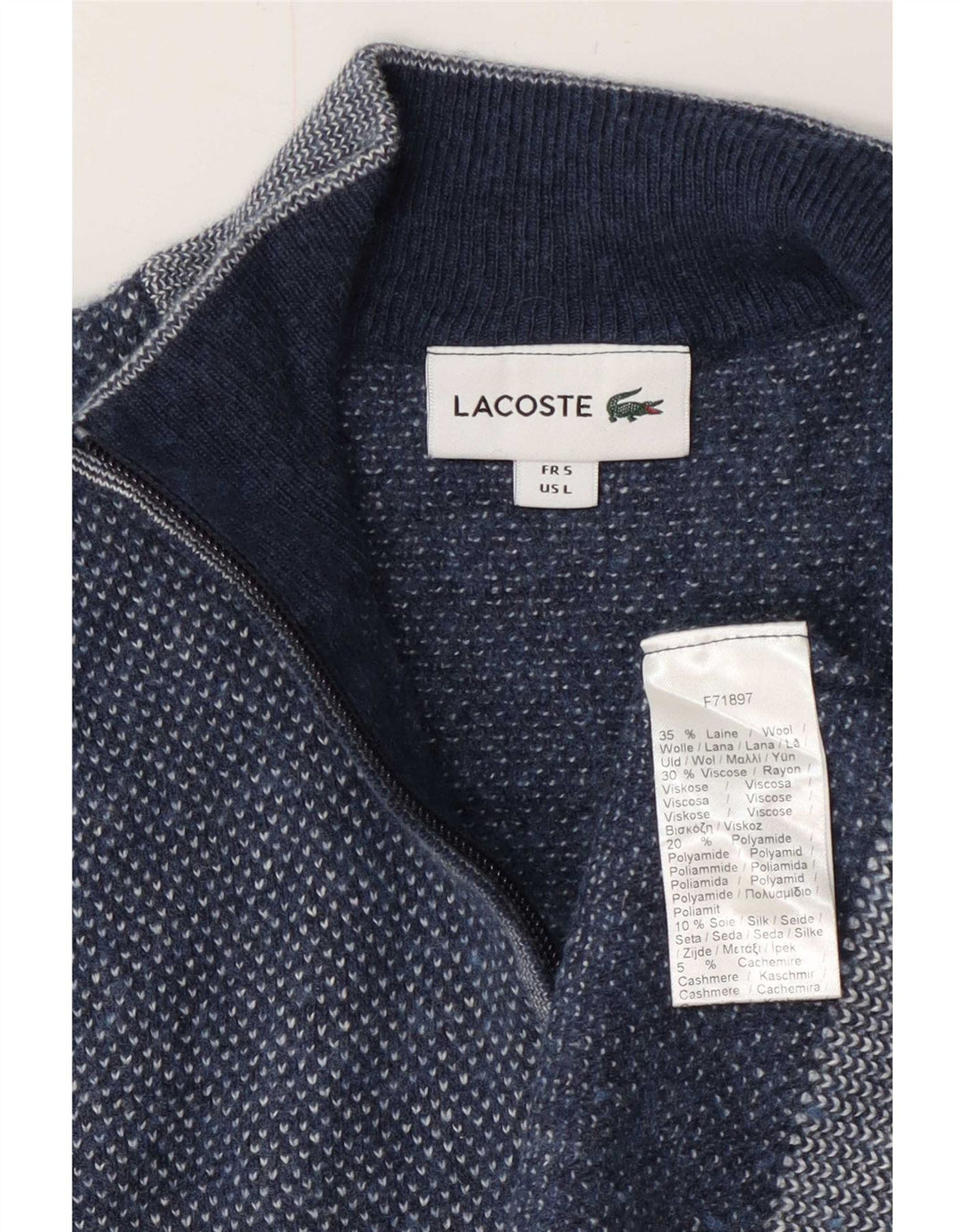 Suéter cardigã masculino Lacoste tamanho 5 grande lã azul