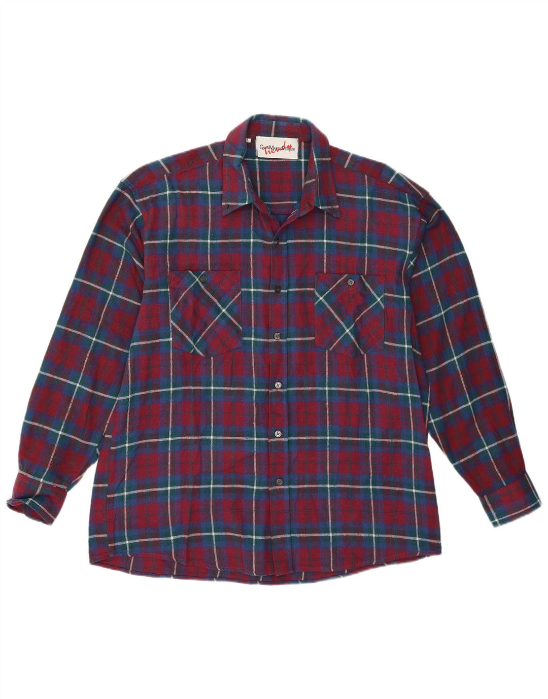 Camisa masculina de flanela Gian Marco Venturi grande algodão xadrez cor de vinho