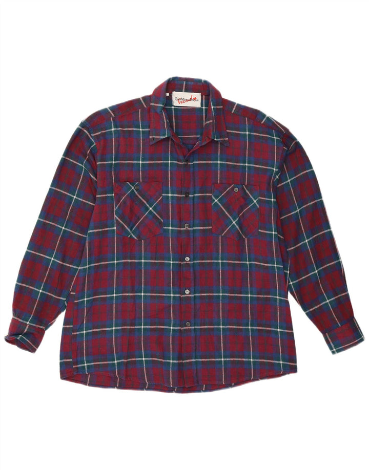 Camisa masculina de flanela Gian Marco Venturi grande algodão xadrez cor de vinho