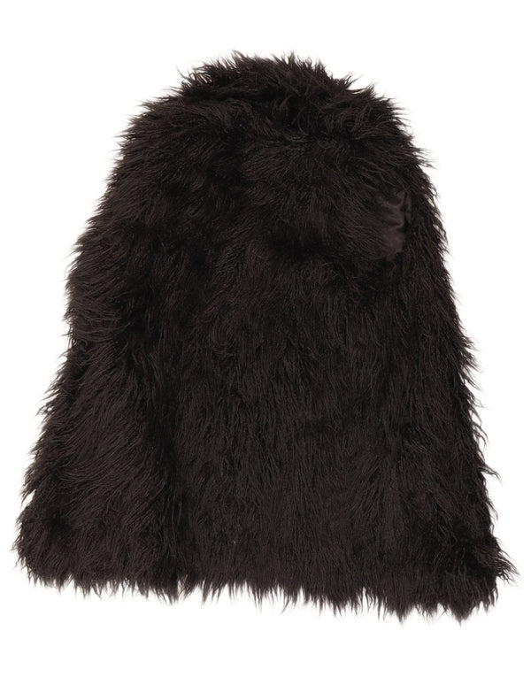 Zara Womens Faux Fur Gilet UK 14 Médio Preto Modacryl