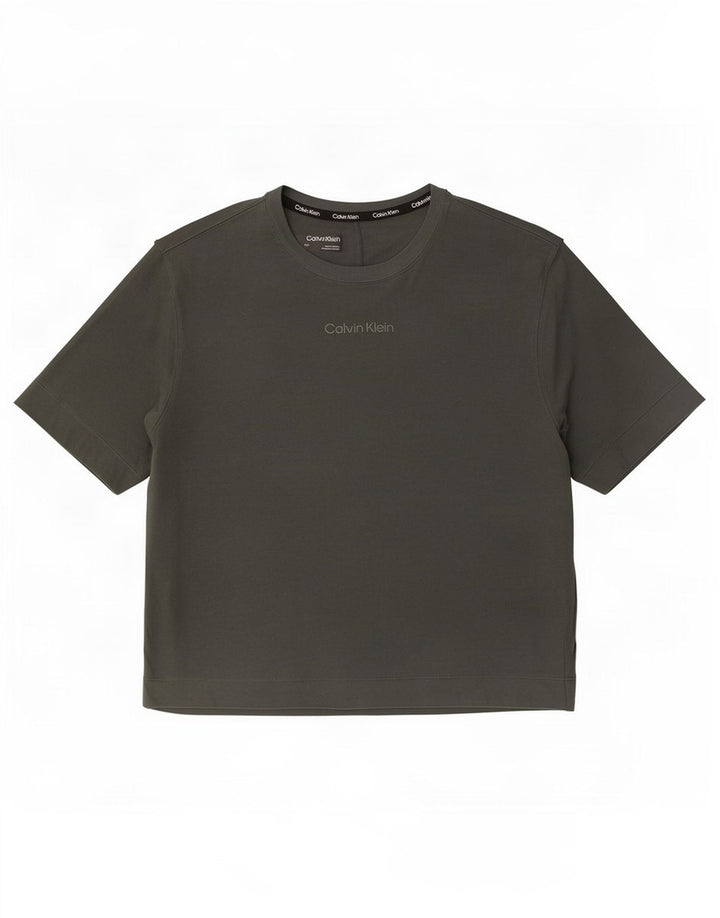 Camiseta Calvin Klein Feminina Top UK 14 Algodão Cinza Médio