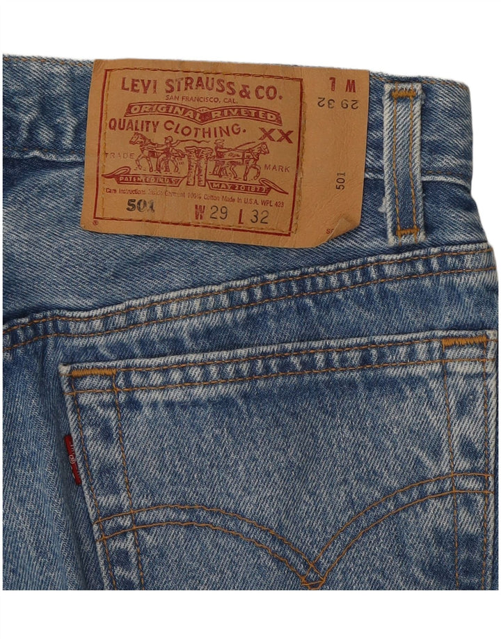 LEVI'S Feminino 501 Slim Jeans W29 L32 Azul Algodão