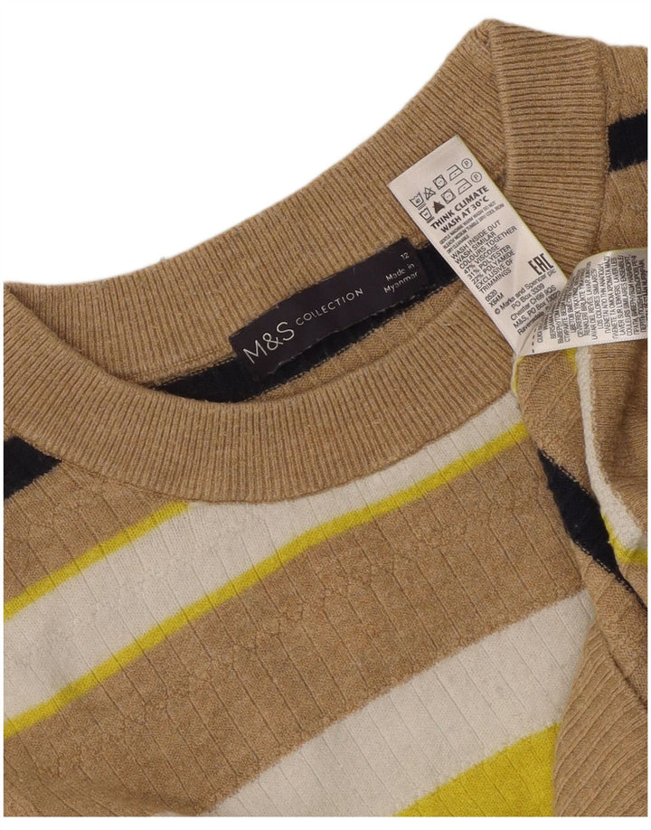 Suéter feminino Marks & Spencer com gola redonda Reino Unido 12 médio multicolorido