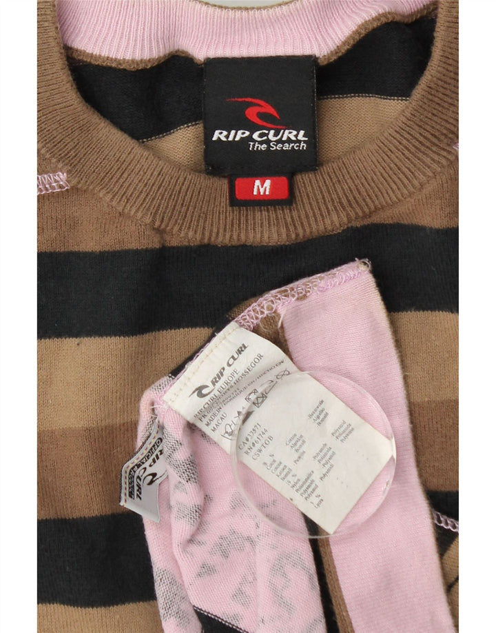 Top gráfico masculino Rip Curl manga comprida algodão listrado marrom médio