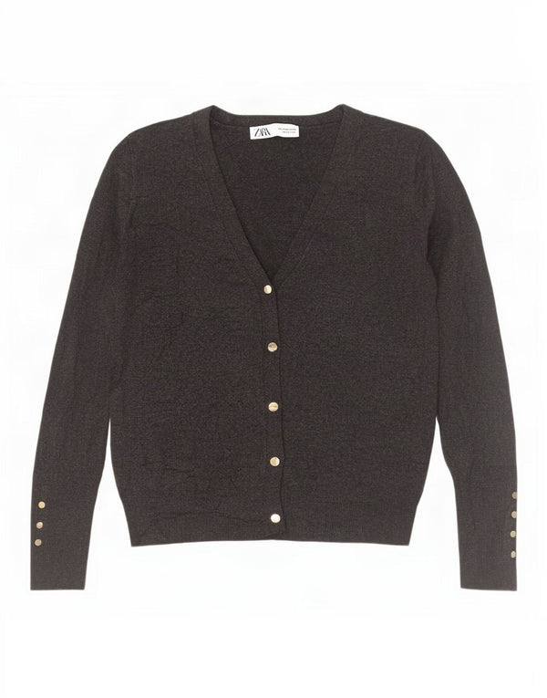 Zara Womens Cardigan Sweater UK 12 Medium Grey Viscose